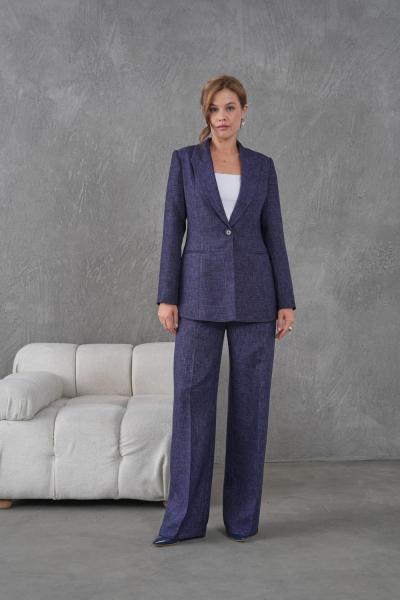 Flamlı Yünefekt Kadın Takım Elbise Lacivert