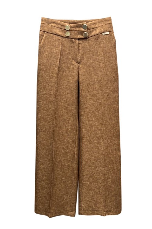 4 Düğmeli Bol Paça Pantolon Taba